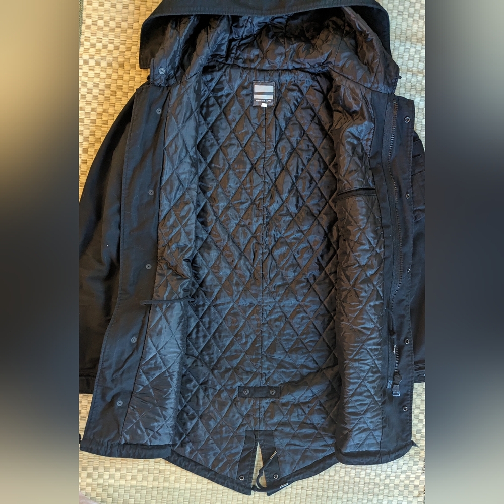 RARE Momotaro Fishtail Quilted Parka Hooded Black Men's Size 40 Made in Japan - Picture 3 of 11